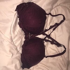 Burgundy lacy bra